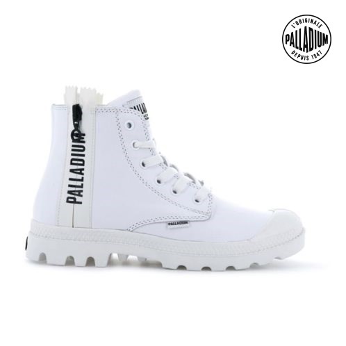 Palladium Pampa Ubn Zips Leather Women's Boots White | UK O197-KBJ